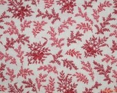 SALE - Small red flowers and ferns, fat quarter, pure cotton fabric