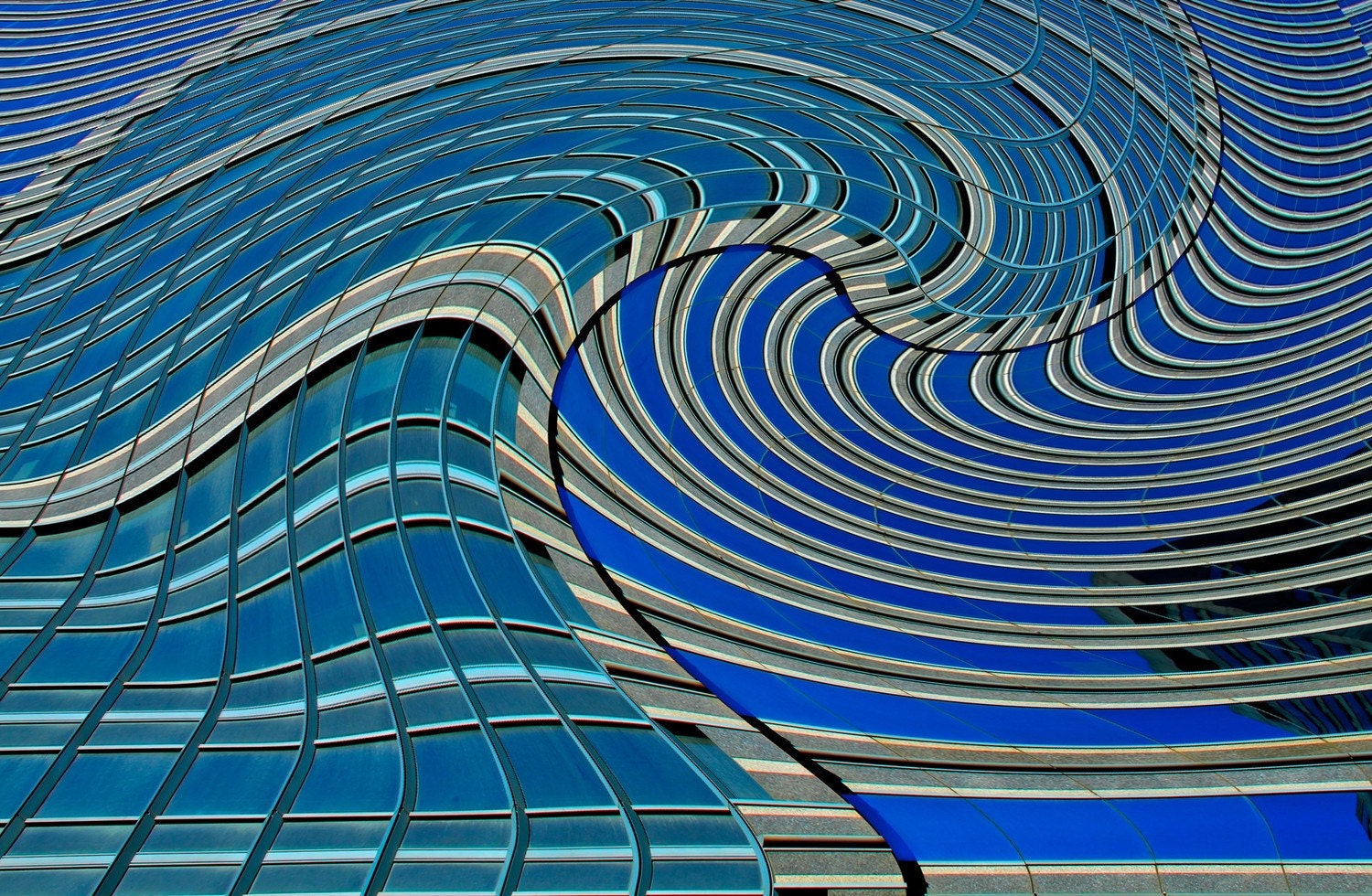 Abstract Photography - Blue Philadelphia Skyscraper - Curve - Swirl - Fine Art Photograph - Art Print - 6X9 - Metallic paper
