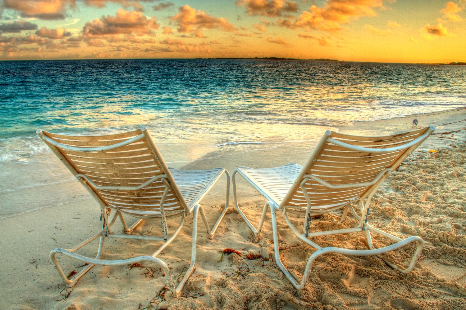 Morning by the Ocean - Travel Photography - Beach - Romance - Relaxation - Fine Art HDR Photograph Print - 6X9 (Other sizes are available)