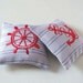 Organic Lavender Sachets NAUTICAL - Set of Two Red Embroidered Linen Cushions