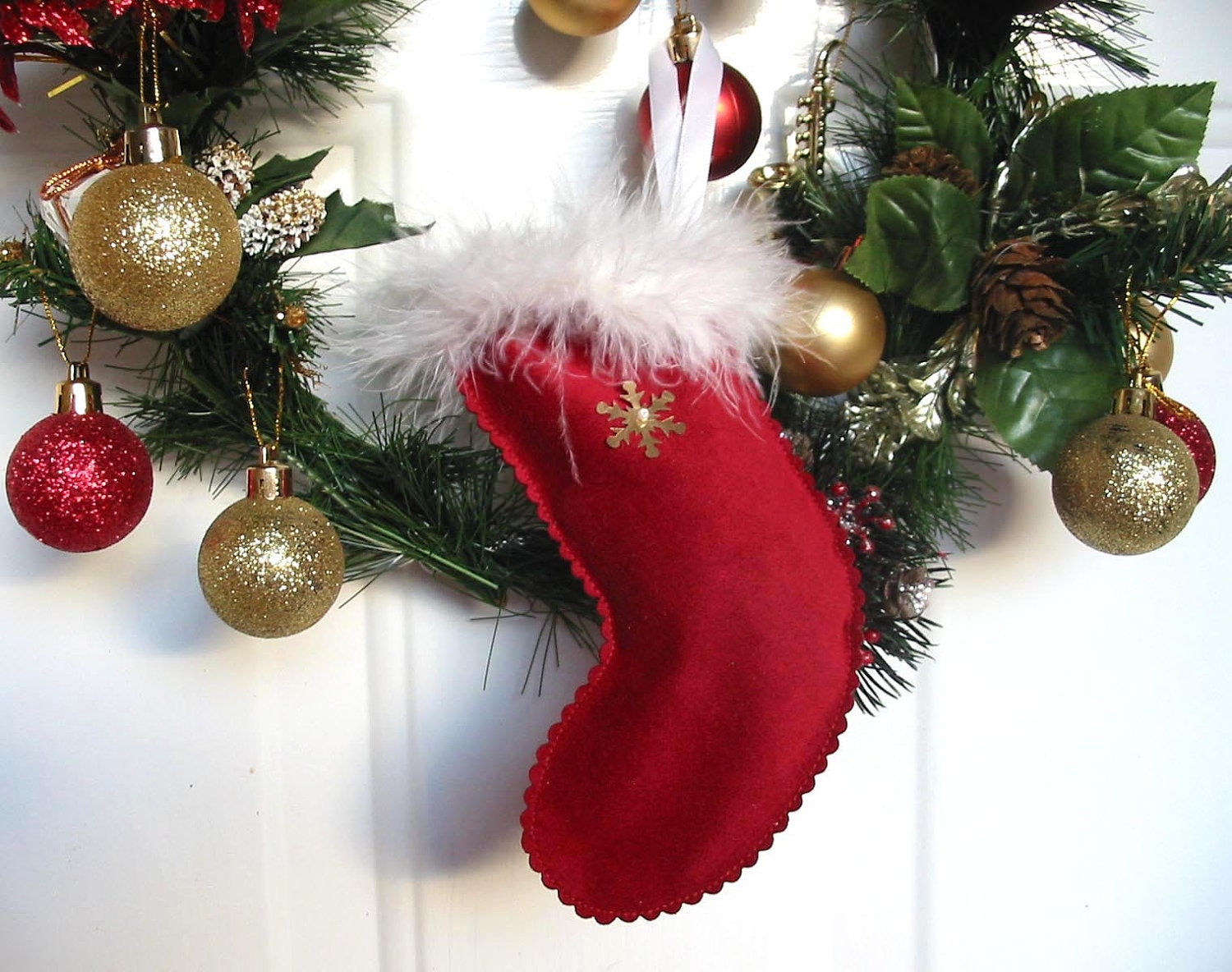 Christmas Ornament - Stocking from suede - Glasses Holder - RESERVED