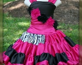 Black and Hot Pink Zebra Twirl Dress Shabby Chic Accents