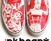 Red, Tales From the Crypt, Handpainted Custom Shoes, Mens