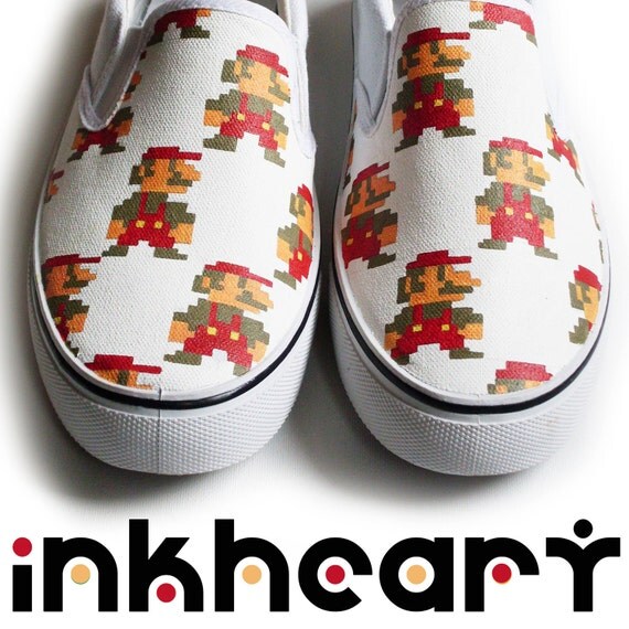 Handpainted Mario, Custom Shoes