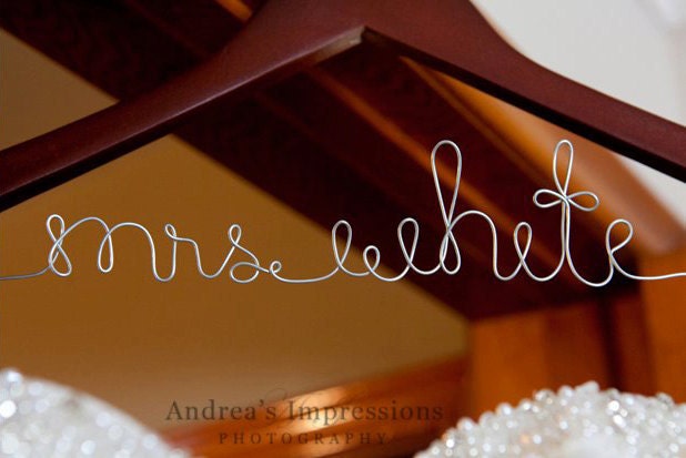 Personalize Bridal Hanger/Wedding Hanger - Customized wood hanger with wire