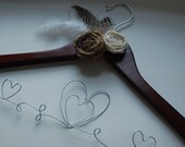 Personalized Wedding/Bridal Hanger with Flowers and Feathers