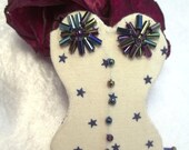 Burlesque Corset Brooch Pin Stars