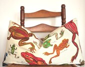 Designer Pillow - Decorative Pillow - Throw Pillow - Frog - 14x25 inch - linen