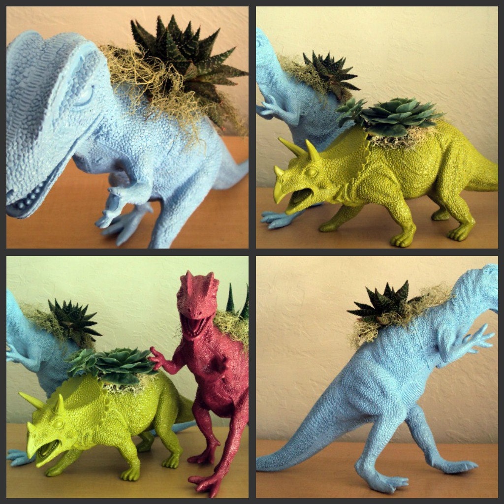 Sky Blue Dinosaur Planter - Modern Art Centerpiece ( 8 WEEK DELIVERY)