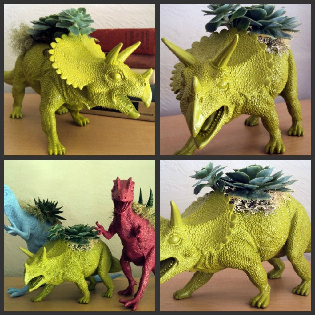 Moss Green Dinosaur Planter - Modern Centerpiece ( 8 WEEK DELIVERY)
