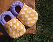 Baby Shoes Girl - Lavender Purple and Mustard Yellow and Pink - Modern Geometric Bead Print - Custom Sizes 0-24 months