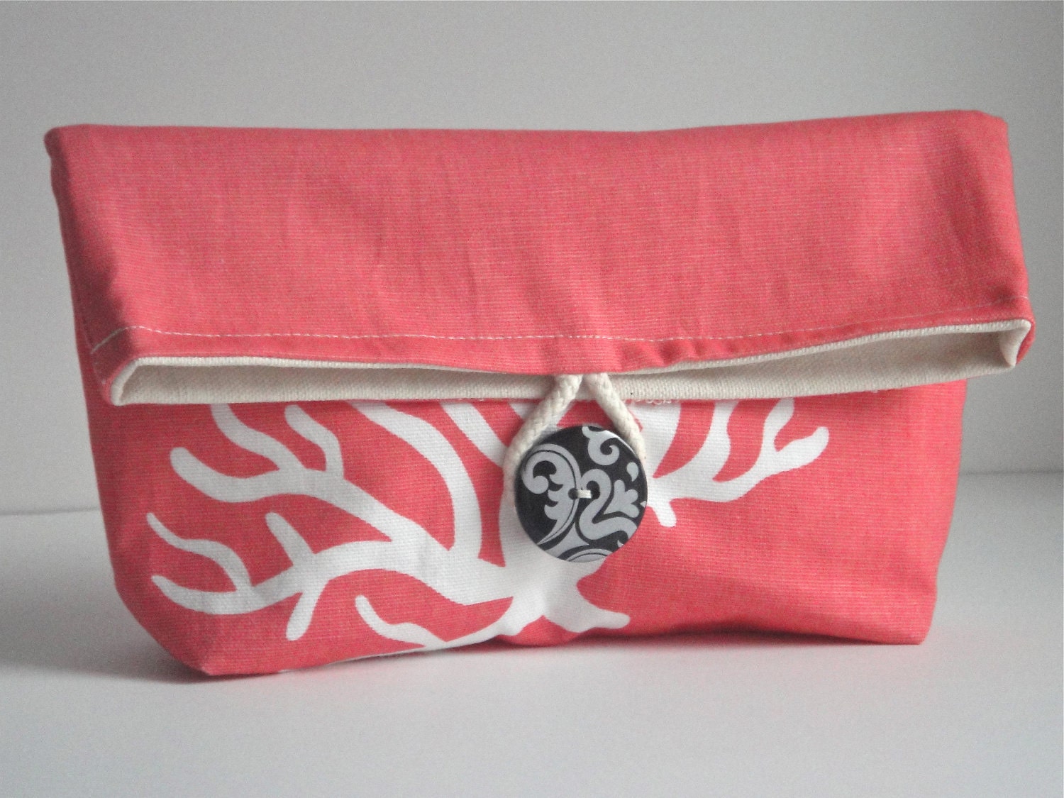 SET Of TWO- 16x16 Designer Pillow In Coral Coral/White on Both Sides