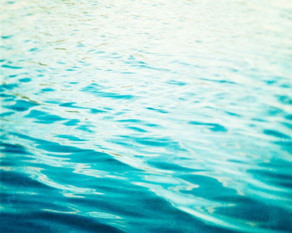 Large Water Photography - ocean sea ripples print waves aqua blue abstract beach wall art nautical photo white coastal - 16x20 Photograph