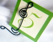 Wedding Decorations, Table Number Stands, Place Settings,  Black Treble Clef, Music Theme Weddings, 2pcs