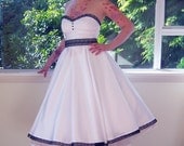1950s 'Rose' Pin up Strapless Wedding Dress with Sweetheart Neckline & Full Circle Skirt with Black Lace and Petticoat - Custom made to fit