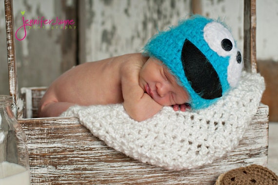 Inspired Monster & Oscar  Beanie Perfect for photo props Newborn Thru 6 months size available TWIN PHOTO PROP