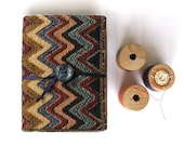 Zigzag chevron mini tiny notebook indian fabric covered stocking stuffers Christmas gift under 25