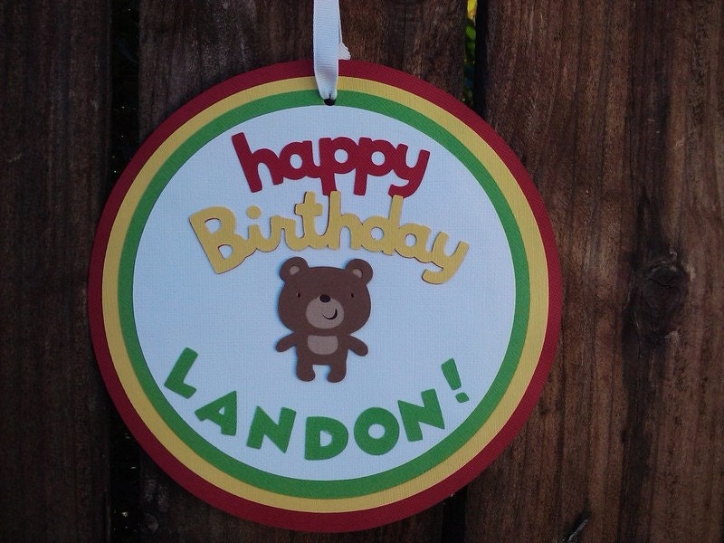 Teddy Bear Happy Birthday banner in primary colors, or pick your own colors.  Custom banner, 1st Birthday