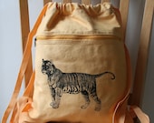 Tiger Screen Printed Canvas Backpack
