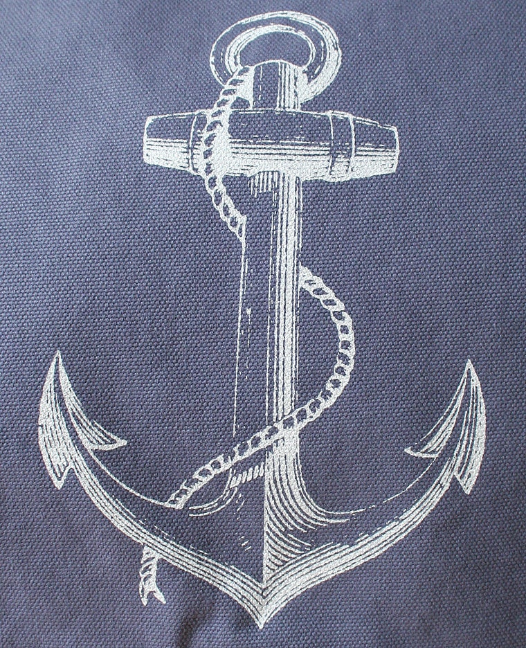 Anchor Messenger Bag Blue Canvas Screen Printed