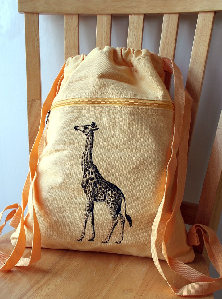 Giraffe Screen Printed Canvas Backpack
