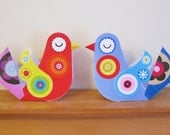 2 love birds paper crafted sculptures