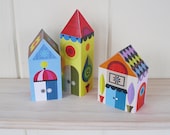 3 little houses, paper craft kit