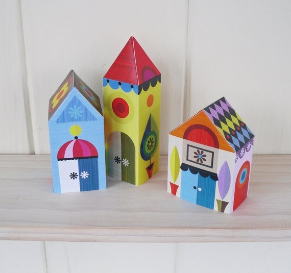 3 little houses, paper craft kit