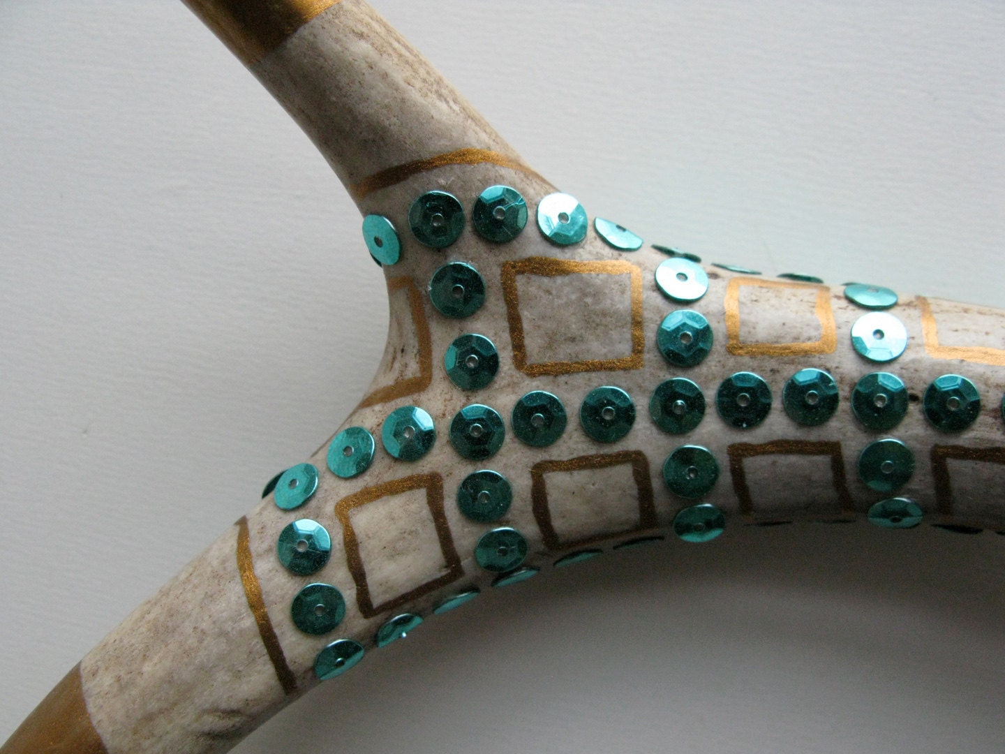 Bronze Painted & Turquoise Sequined Antler - Small