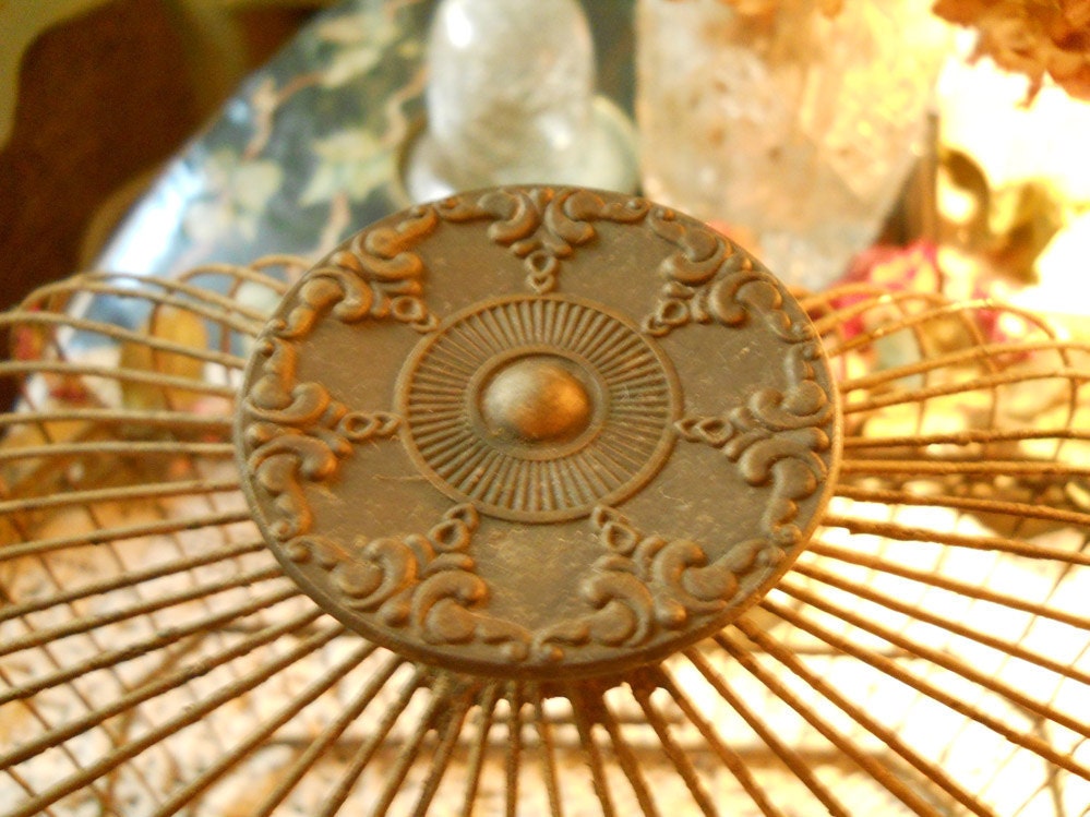RESERVED or Nicole...Gorgeous Verdigris Hendryx Bird Cage- 1920's- 30's Beautiful Domed top, Beautifully Decorated Top Handle