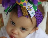 Over The Top Mardi Gras Bow -- Mardi Gras Princess -- purple, green and gold -- order by 2/14 for Mardi Gras