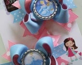 Cinderella and Prince Charming Hair bow Set --- perfect size for pigtails
