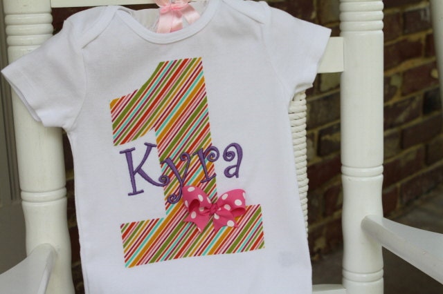 First Birthday Personalized Onesie -- Birthday Sweetie -- number 1 with her name