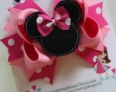 Minnie Mouse Bow - Hot pink Minnie Mouse Bow - Darling Little Bow Shop