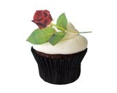 12 Edible Roses - Valentines Day  - Cupcake Toppers - Cake Decoration - Cake Topper