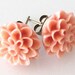 peach flower earrings, flower stud earrings, bridesmaid gift, peach earrings, chrysanthemum earrings, post earrings, peach coral earrings
