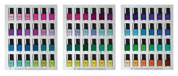Pantone color nail Polish 3 Prints set 8"X10"
