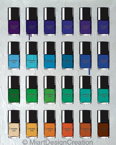 Pantone color nail Polish 3 Prints set 8"X10"