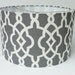 Drum Lamp Shade Lampshade in Schumacher Summer Palace Fret in Smoke/Grey