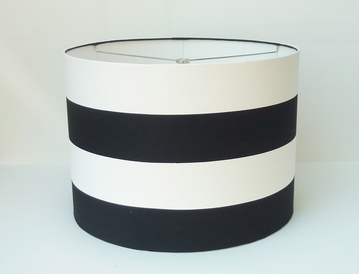 Medium Lamp shade in Wide Black and White Stripe