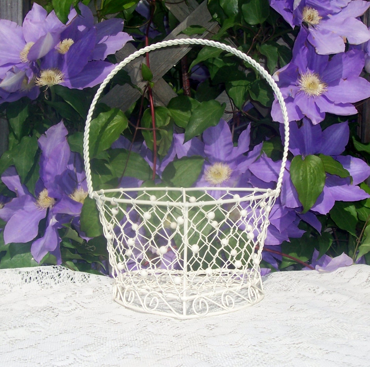 shabby chic heart basket weddings cottage chic french country cottage chic heirloom wire beaded
