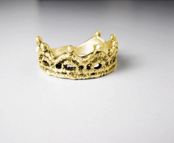 Lace Ring 14K Yellow Gold,Golden Crown Ring
