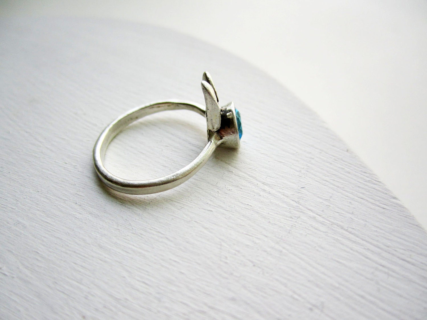 Blue Bunny Ring, Blue Topaz and Sterling Silver Ring