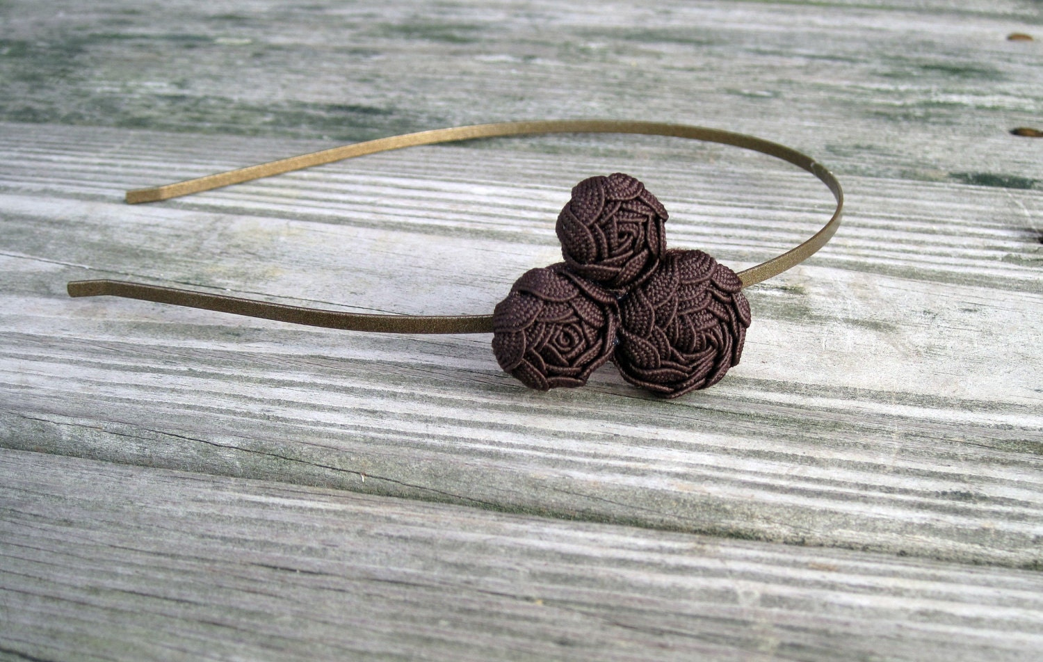 Brown Rosette Headband  for Women . Gifts for Her .