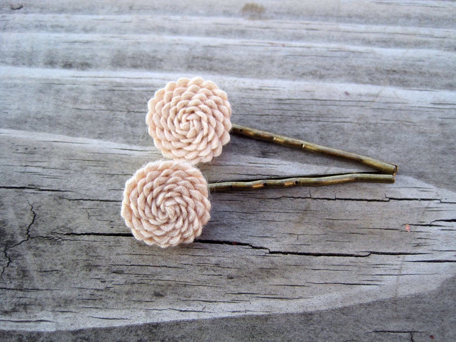 Ivory Rosette Bobby Pins . Gifts for Her . by ponyupdesigns