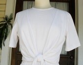 White Summer Day Dress Tie Front 1980s Preppy Pin Up