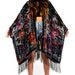 Tie Dye Floral Velvet Burnout Gypsy Fringe Kimono Duster