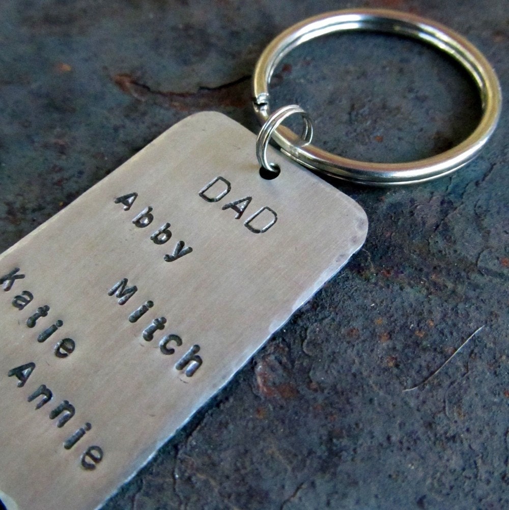 Hand Stamped Key Chain For Dad - Personalized with kids names - Personalized Keychain Personalized Fathers Day Gift for Dad