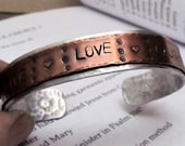 Mixed Metal Cuff Bracelet - Hand Stamped Jewelry in Aluminum and Copper - Cold Connections Riveted- Live, Laugh, Love