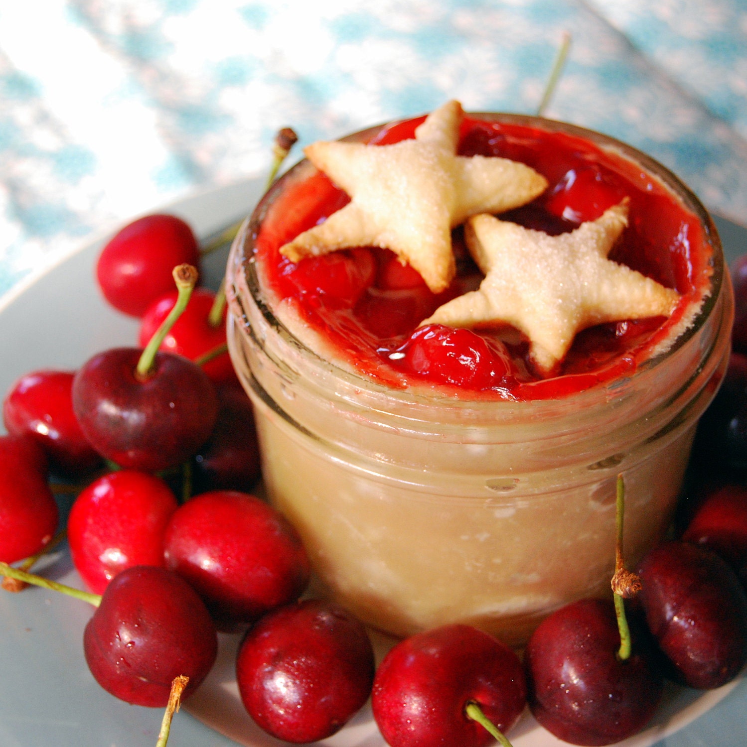 Pie in a Jar Cherry, Star Shaped Crust, All American Red Bing Cherries, Original Gift